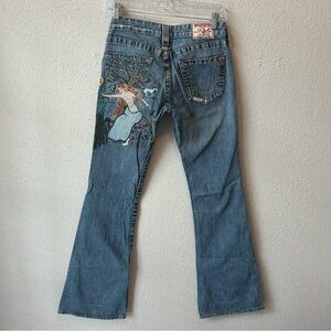 Y2K True Religion embroidered mermaid low rise flare jeans